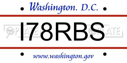 I78RBS District Of Columbia License Plate