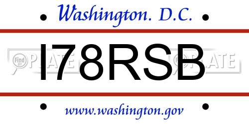 I78RSB District Of Columbia License Plate