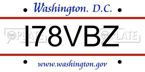 I78VBZ District Of Columbia License Plate