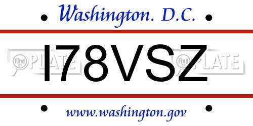 I78VSZ District Of Columbia License Plate