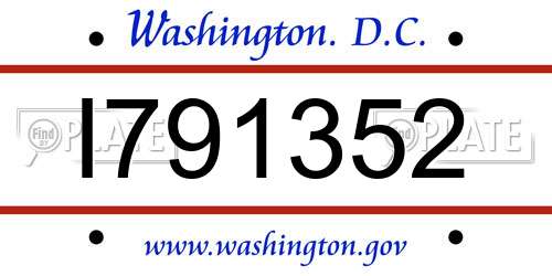 I791352 District Of Columbia License Plate
