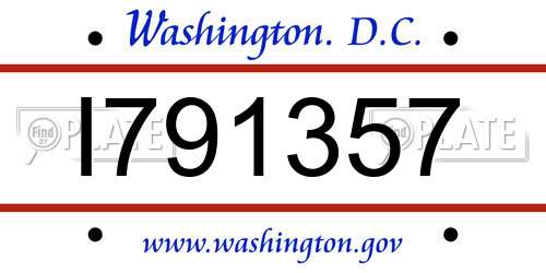 I791357 District Of Columbia License Plate