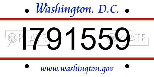 I791559 District Of Columbia License Plate