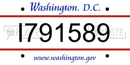 I791589 District Of Columbia License Plate