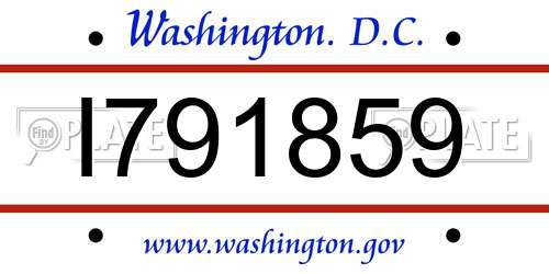 I791859 District Of Columbia License Plate