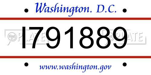 I791889 District Of Columbia License Plate