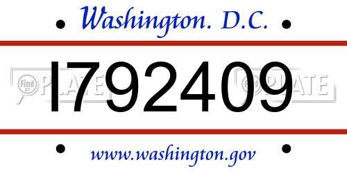 I792409 District Of Columbia License Plate