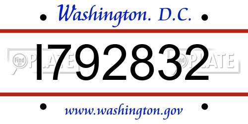 I792832 District Of Columbia License Plate