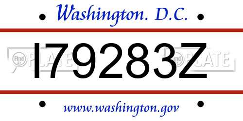 I79283Z District Of Columbia License Plate