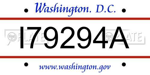 I79294A District Of Columbia License Plate