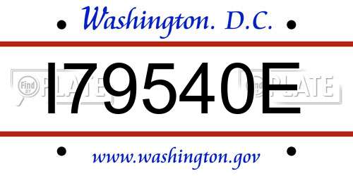 I79540E District Of Columbia License Plate