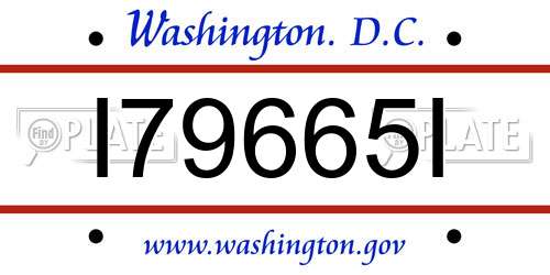 I79665I District Of Columbia License Plate