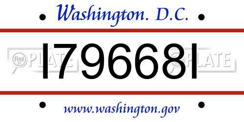 I79668I District Of Columbia License Plate