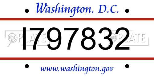 I797832 District Of Columbia License Plate