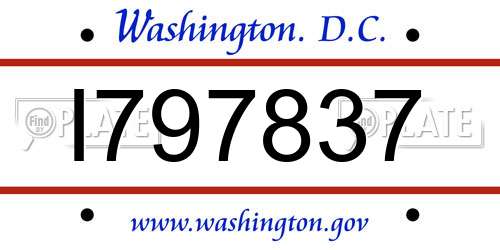 I797837 District Of Columbia License Plate