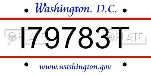 I79783T District Of Columbia License Plate