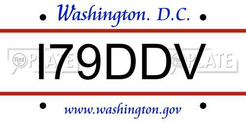 I79DDV District Of Columbia License Plate