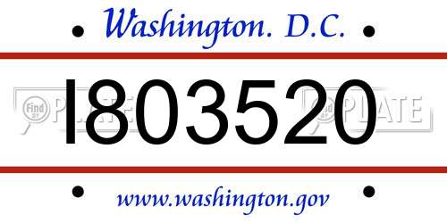 I803520 District Of Columbia License Plate