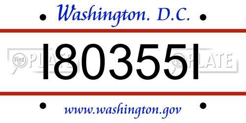 I80355I District Of Columbia License Plate