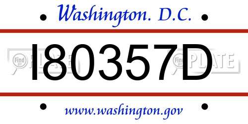 I80357D District Of Columbia License Plate