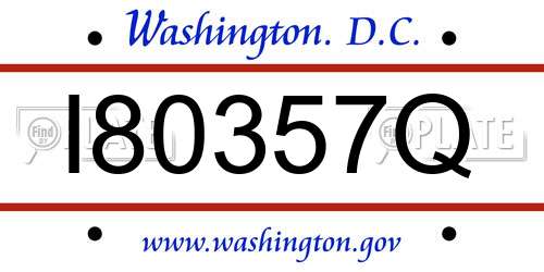 I80357Q District Of Columbia License Plate