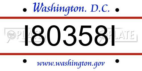 I80358I District Of Columbia License Plate