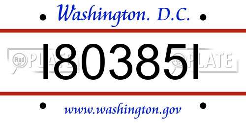 I80385I District Of Columbia License Plate