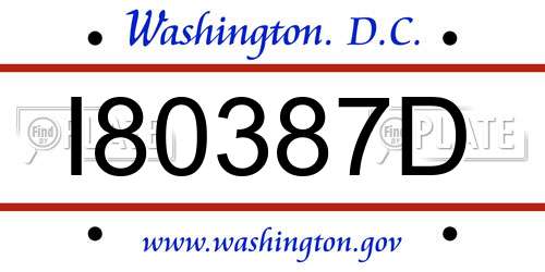 I80387D District Of Columbia License Plate