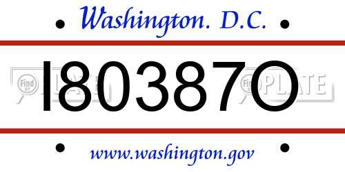 I80387O District Of Columbia License Plate