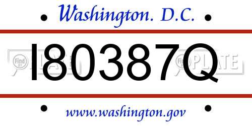I80387Q District Of Columbia License Plate