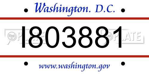 I803881 District Of Columbia License Plate