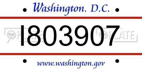 I803907 District Of Columbia License Plate