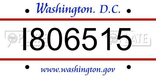 I806515 District Of Columbia License Plate