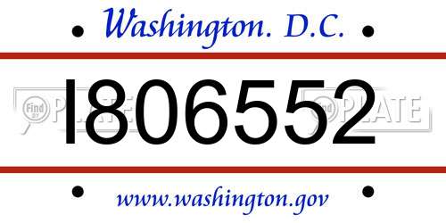 I806552 District Of Columbia License Plate