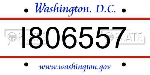 I806557 District Of Columbia License Plate