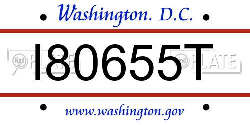 I80655T District Of Columbia License Plate