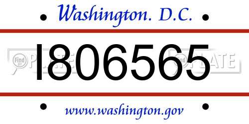 I806565 District Of Columbia License Plate