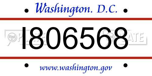 I806568 District Of Columbia License Plate
