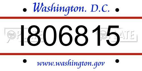 I806815 District Of Columbia License Plate