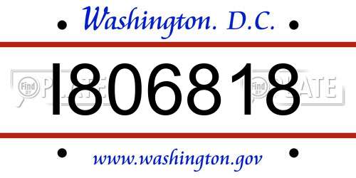 I806818 District Of Columbia License Plate