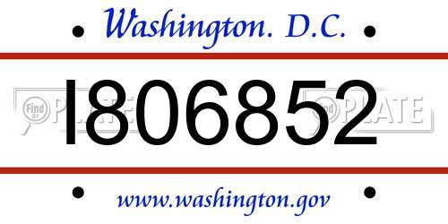 I806852 District Of Columbia License Plate