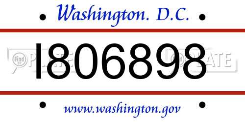 I806898 District Of Columbia License Plate