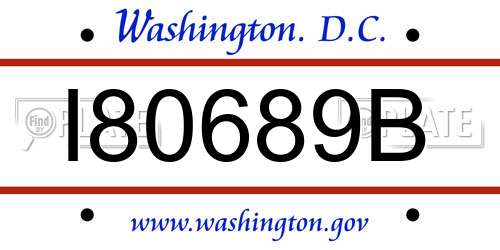 I80689B District Of Columbia License Plate