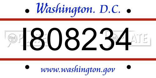 I808234 District Of Columbia License Plate