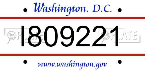 I809221 District Of Columbia License Plate