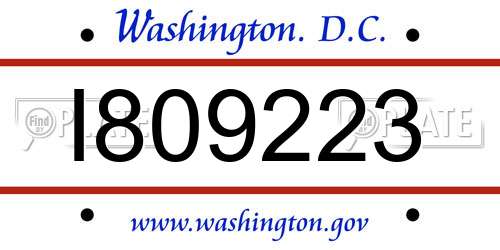 I809223 District Of Columbia License Plate