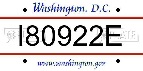 I80922E District Of Columbia License Plate