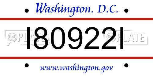 I80922I District Of Columbia License Plate