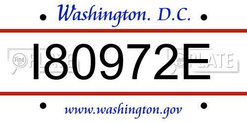 I80972E District Of Columbia License Plate