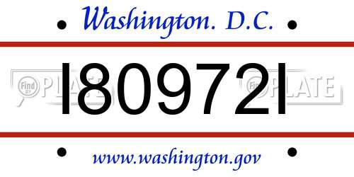 I80972I District Of Columbia License Plate